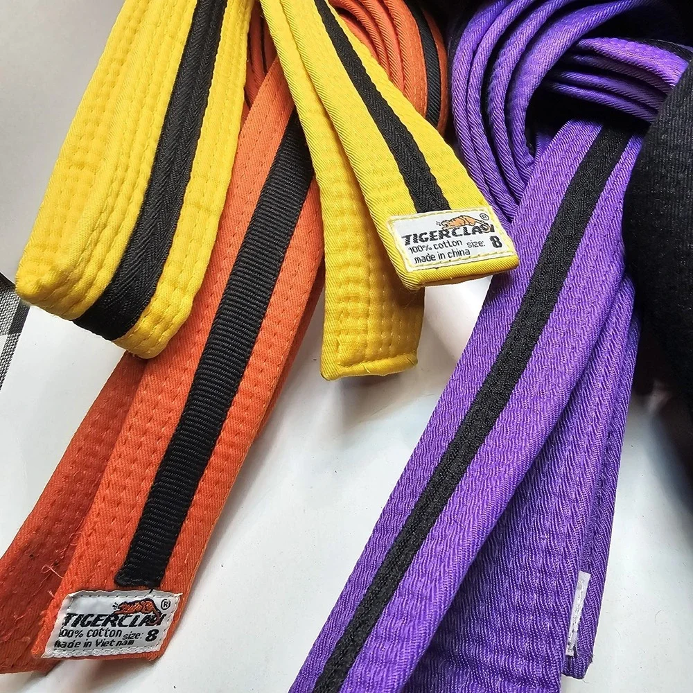 Karate Martial Arts TigerClaw Ranking Belts Lot of 10 Various Ranks Ju Jitsu MMA
